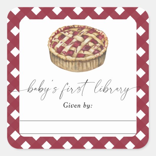Aquarellkuchen - Babydusche Buchzeichen Quadratischer Aufkleber (Vorderseite)