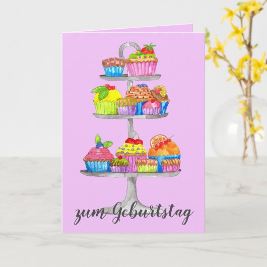 Aquarellkuchen Deutsche Geburtstagskarte Karte (Gelbe Blume)