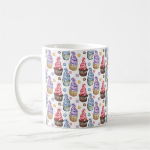 Aquarellkuchen farbig kaffeetasse