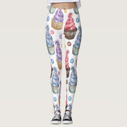 Aquarellkuchen farbig leggings (Vorderseite)