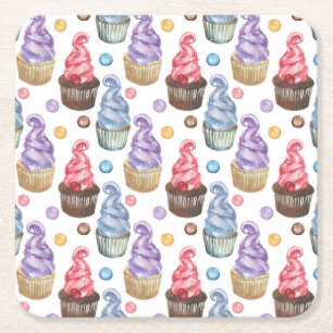 Aquarellkuchen farbig rechteckiger pappuntersetzer