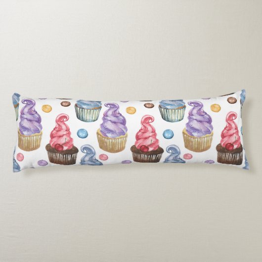 Aquarellkuchen farbig seitenschläferkissen (Rückseite)