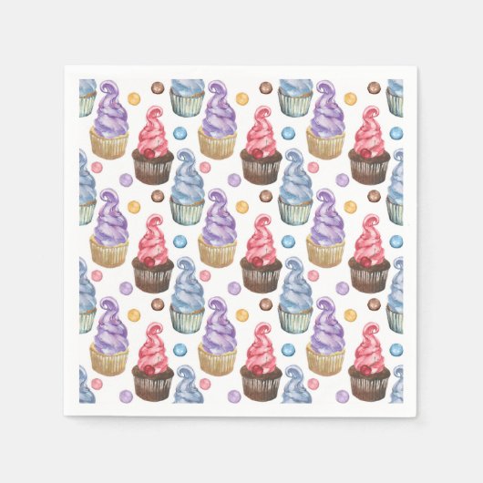 Aquarellkuchen farbig serviette (Vorderseite)