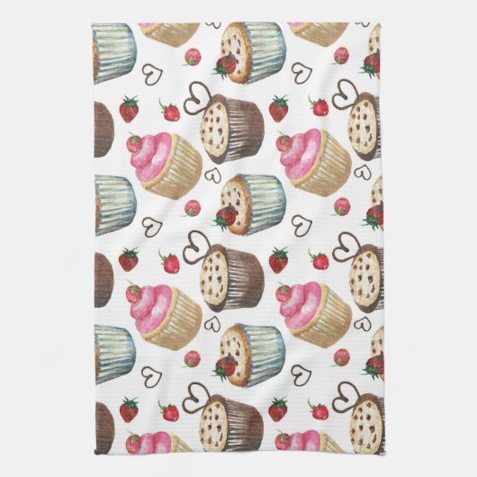 Aquarellkuchen Geschirrtuch (Vertikal)