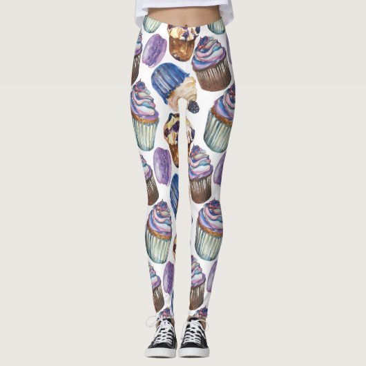 Aquarellkuchen Leggings (Vorderseite)