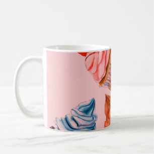 Aquarellkuchen: nahtloses Hintergrundmuster, Kaffeetasse