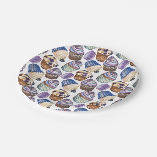 Aquarellkuchen Pappteller (Schrägansicht)