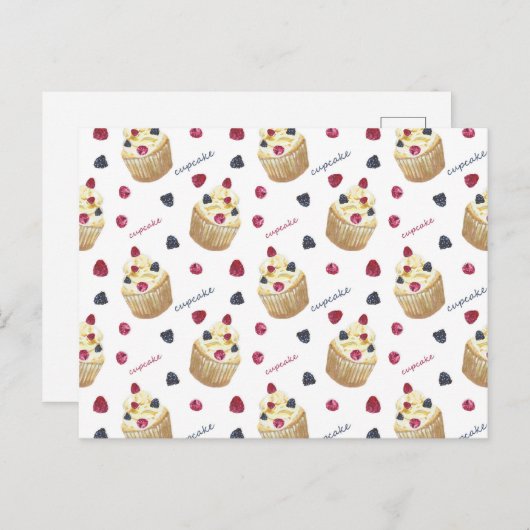 Aquarellkuchen Postkarte (Vorne/Hinten)