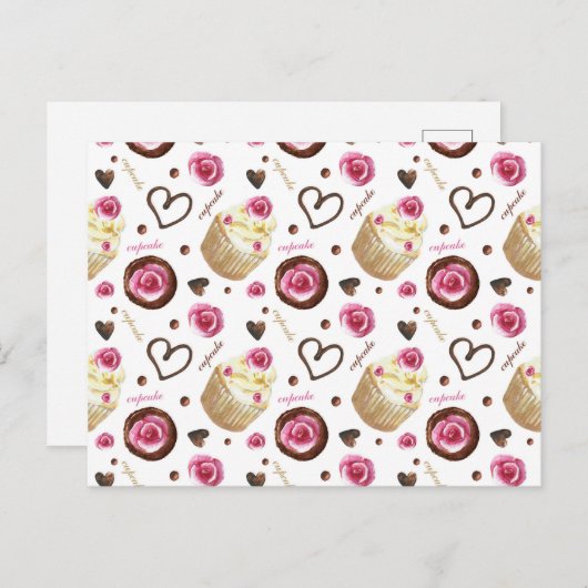 Aquarellkuchen Postkarte (Vorne/Hinten)