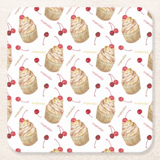 Aquarellkuchen Rechteckiger Pappuntersetzer (Vorderseite)