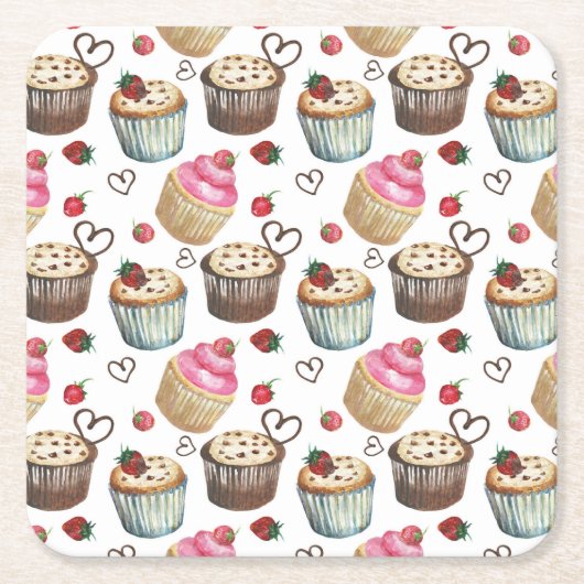 Aquarellkuchen Rechteckiger Pappuntersetzer (Vorderseite)