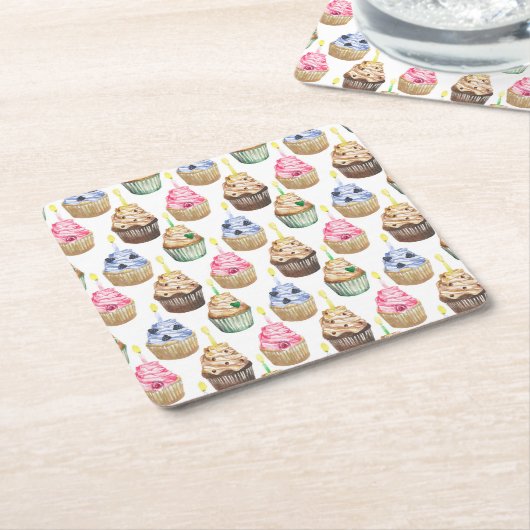 Aquarellkuchen Rechteckiger Pappuntersetzer (angewinkelt)