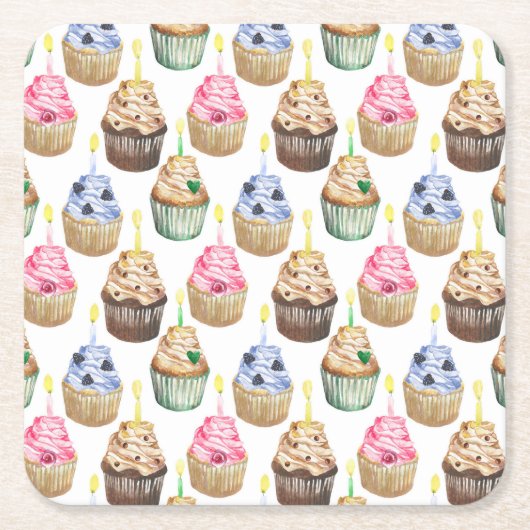 Aquarellkuchen Rechteckiger Pappuntersetzer (Vorderseite)