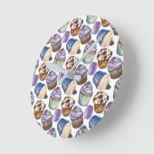 Aquarellkuchen Runde Wanduhr (Winkel)