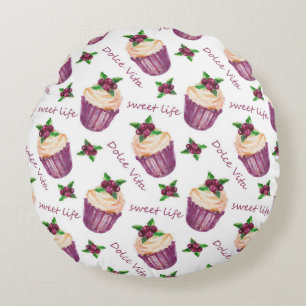 Aquarellkuchen Rundes Kissen