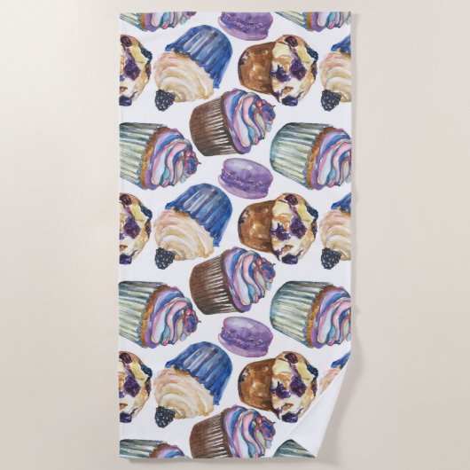 Aquarellkuchen Strandtuch (Vorderseite)