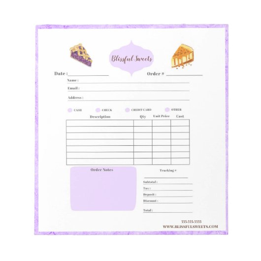 Aquarellkuchen und Backwaren - Aufnahme Notepad Notizblock (Vorderseite)