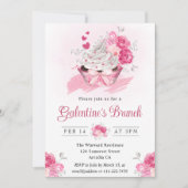 Aquarellkuchen und Blume Galentiner Brunch Einladung (Vorderseite)