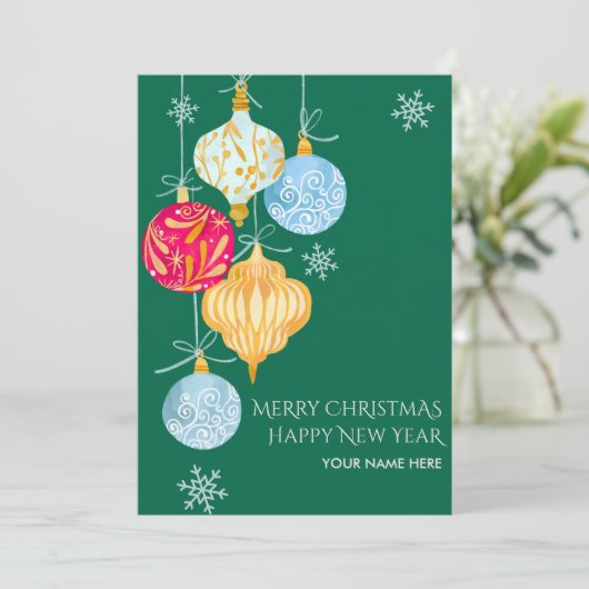 Aquarellkugel Feiertagskarte (Stehend Vorderseite)