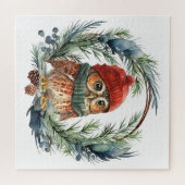 Aquarellkugel Niedlicher Weihnachtsvogel Puzzle (Horizontal)