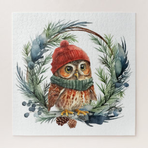 Aquarellkugel Niedlicher Weihnachtsvogel Puzzle