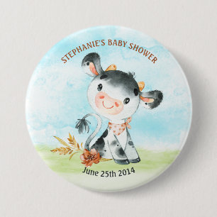 Aquarellkuh-Babydusche Button