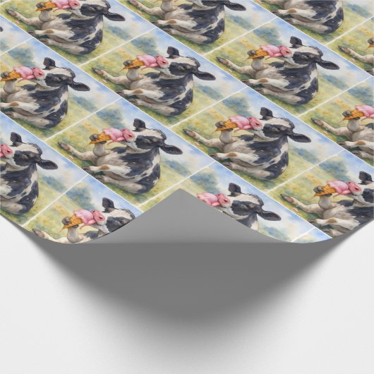 Aquarellkühe an Eiscreme Geschenkpapier (Ecke)