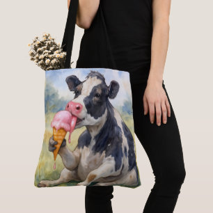 Aquarellkühe an Eiscreme Tasche