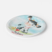 Aquarellkühe Babydusche Pappteller (Schrägansicht)