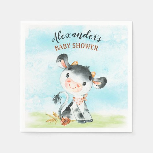 Aquarellkühe Babydusche Serviette (Vorderseite)