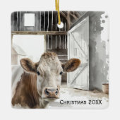 Aquarellkühe Hereford in Barn Keramikornament (Vorderseite)