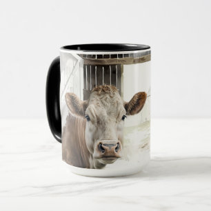 Aquarellkühe Hereford in Barn Tasse