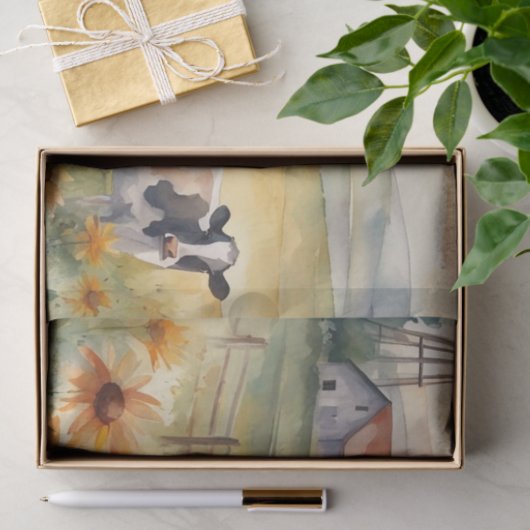 Aquarellkühe im Bereich der Blume Decoupage Papier (Geschenk)