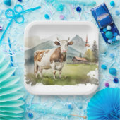 Aquarellkühe im Bergtal Pappteller (Party)