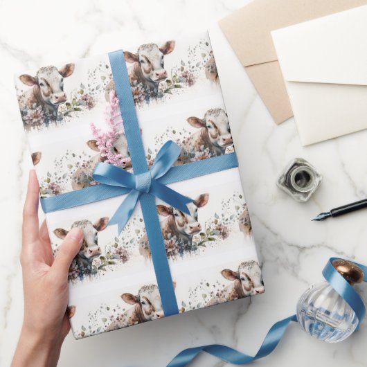 Aquarellkühe in Blume Geschenkpapier (Schenken)