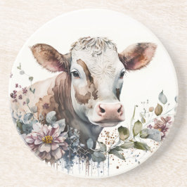 Aquarellkühe in Wildblumen Getränkeuntersetzer