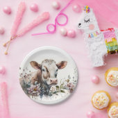 Aquarellkühe in Wildblumen Pappteller (Party)