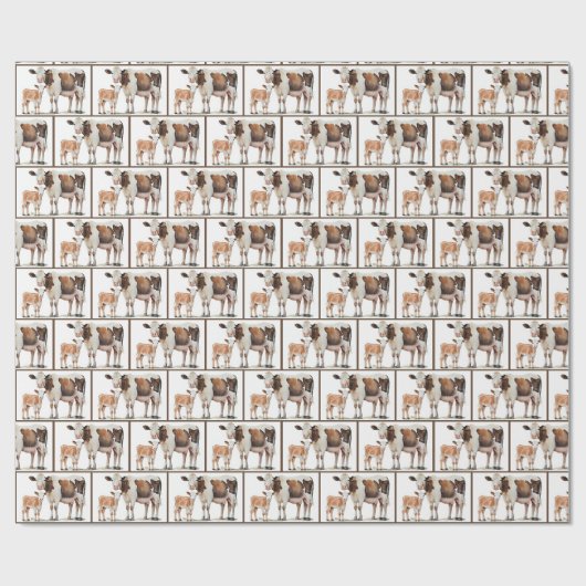 Aquarellkühe mit Kalb Geschenkpapier (Flach)