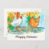 Aquarellküken - glücklicher Herbst Postkarte (Vorne/Hinten)