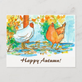 Aquarellküken - glücklicher Herbst Postkarte