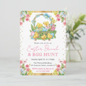 Aquarellküken und Eier Frühlingsbrunch Einladung (Stehend Vorderseite)