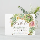 Aquarellkultur, Kinderdusche für Kakteen Einladung (Stehend Vorderseite)