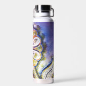 Aquarellkunst auf blau Blume Trinkflasche (Rückseite)