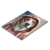 Aquarellkunst Braun und Weißer Hund in Hoodie Notizblock (Linke Seite)