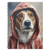 Aquarellkunst Braun und Weißer Hund in Hoodie Notizblock (Vorderseite)