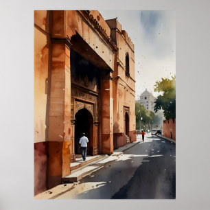 Aquarellkunst Delhi Poster