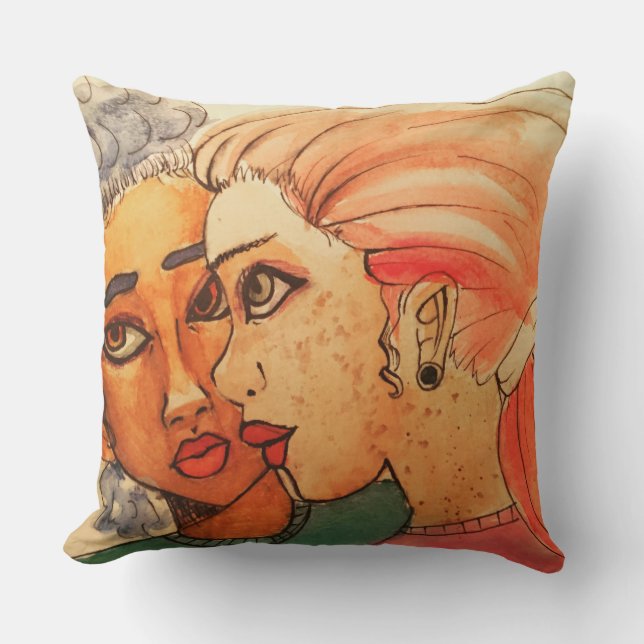 Aquarellkunst durch Kesa F Magie-Freunde Kissen (Vorderseite)