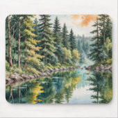 Aquarellkunst eines Flusses in einem Wald Mousepad (Vorne)