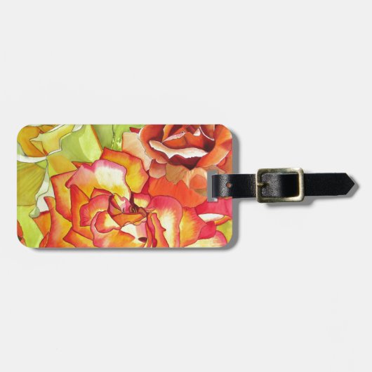 Aquarellkunst in Orangen- und Gelbrosen Gepäckanhänger (Vorderseite horizontal)