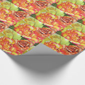 Aquarellkunst in Orangen- und Gelbrosen Geschenkpapier (Ecke)